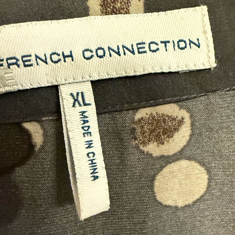 French Connection Stylish Brown Black and Cream Women's Top Sz XL - Picture 7 of 8